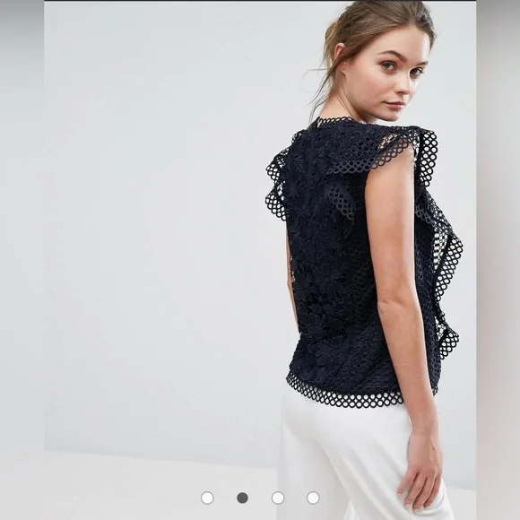 Ted Baker Zania Lace Tee size 0 like new - Picture 2 of 14